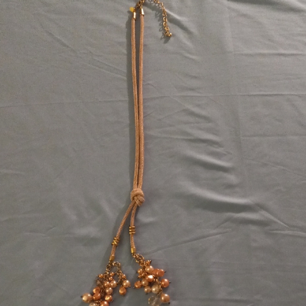 Chico's Gold and Orange Beaded Necklace